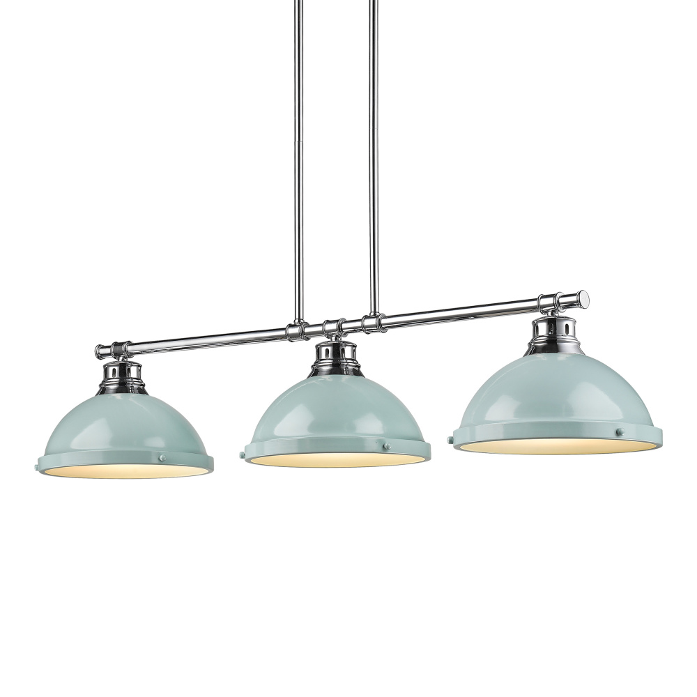 Yep by Golden Lighting Duncan 3-light Island Light in Chrome and Seafoam shade